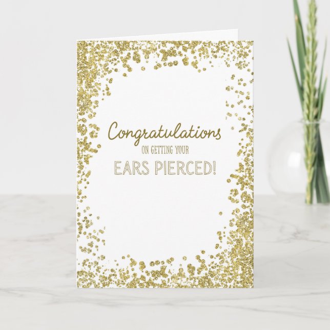 Cartão Congratulations on Getting Ears Pierced, Gold Conf (Frente)