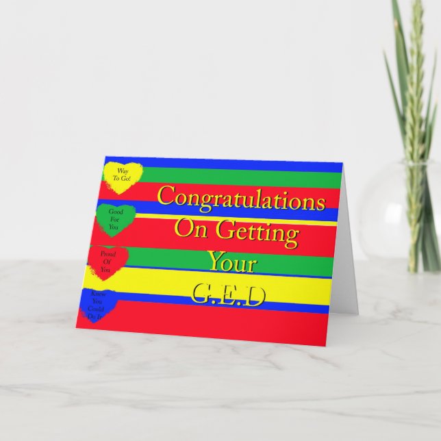 Cartão Congratulations On Getting Your GED Card (Frente)