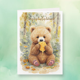 Cartão Congratulations on New Baby Boy Poem Bear Themed