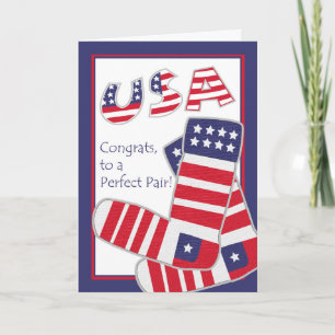 Cartão Congratulations on Wedding, Patriotic Socks