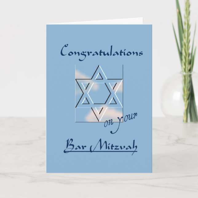 Cartão Congratulations on your Bar Mitzvah!-Blue (Frente)