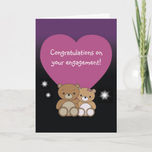 Cartão Congratulations on your engagement heart bears