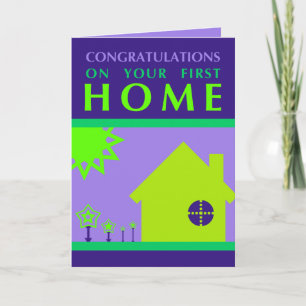 Cartão congratulations on your first home (purple shapes)