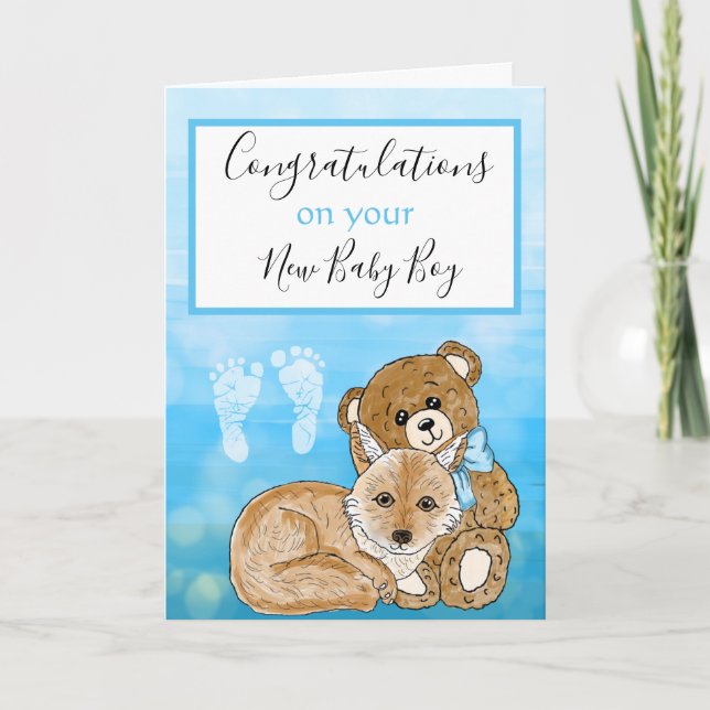 Cartão Congratulations on your New Baby Boy Card (Frente)