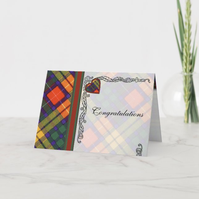 Cartão Congratulations - Scottish Tartan Buchanan Blank (Frente)