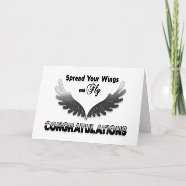 Cartão Congratulations, Spread Your Wings & Fly (Frente)