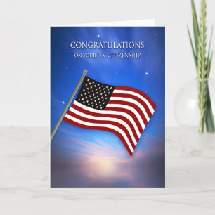 Cartão Congratulations, U.S. CITIZENSHIP,  American Flag