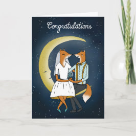 Cartão Congratulations Wedding Card - Foxes in the Moon