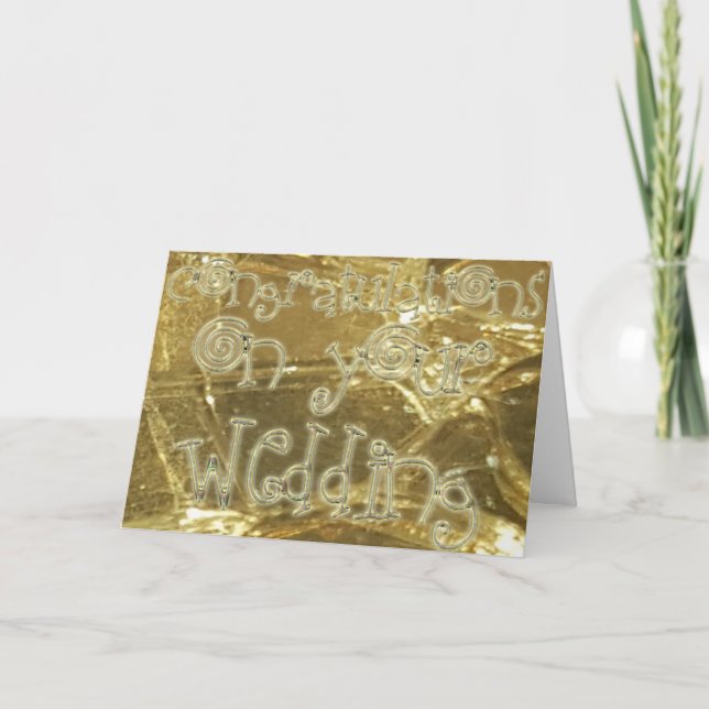 Cartão Congratulations Wedding Typography Gold Glitter (Frente)