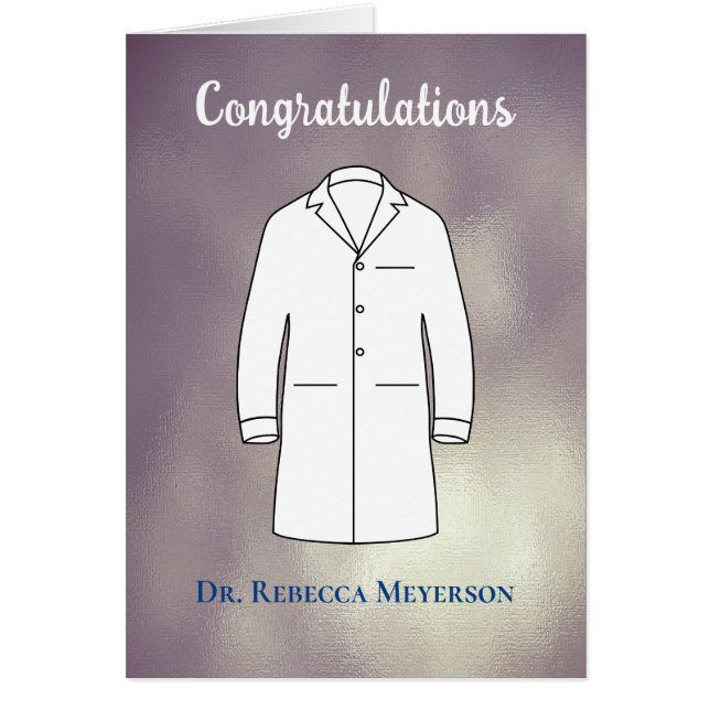 Cartão Congratulations White Coat Medical Doctor (Frente)