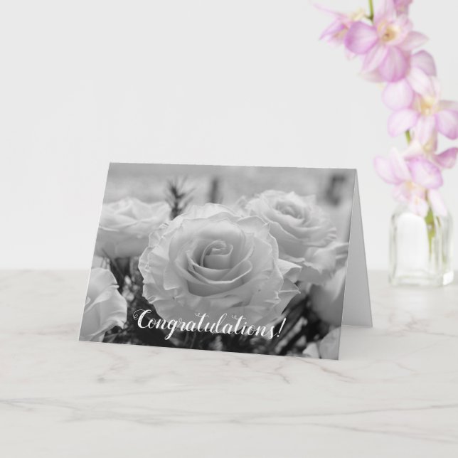 Cartão Congratulations White Roses Wedding Card (Orquídea)
