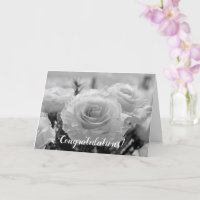 Congratulations White Roses Wedding Card