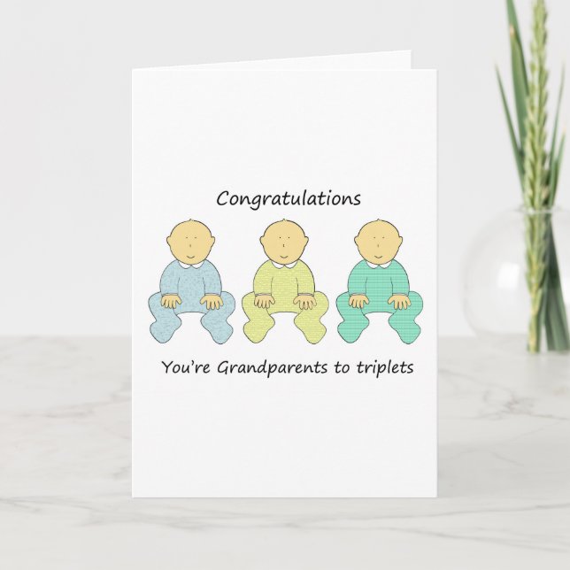 Cartão Congratulations You’re  Grandparents to Triplets (Frente)