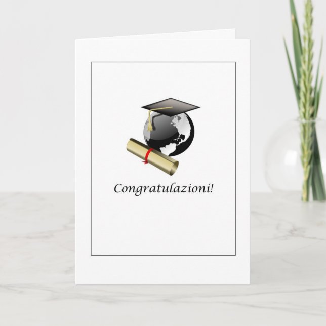 Cartão Congratulazioni! - Graduation Card in Italian (Frente)