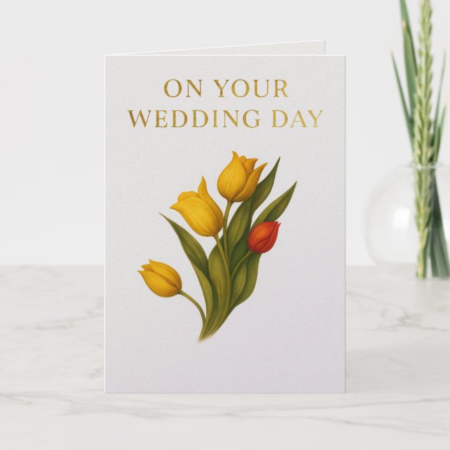 Cartão Congrautlations Tulip Flowers Wedding Card  (Frente)