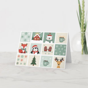 Cartão Conjunto de Clipart de Animais de Natal e Inverno