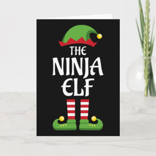 Cartão Conjunto de Natal da Família Elfo Ninja para Grupo