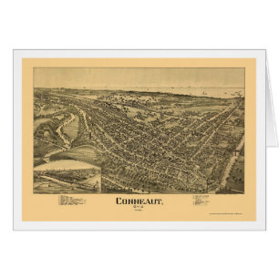 Cartão Conneaut, mapa panorâmico do OH - 1896