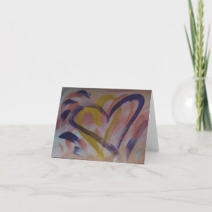 Cartão Connected Hearts note card - purple and yellow
