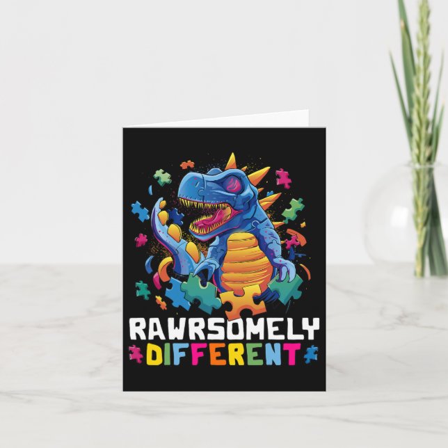 Cartão Consciência Autismo Toddler Adota Diferenças Dino (Frente)