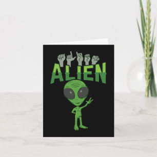 Cartão Consciência da Perda Auditiva Surda ILY Alien Líng