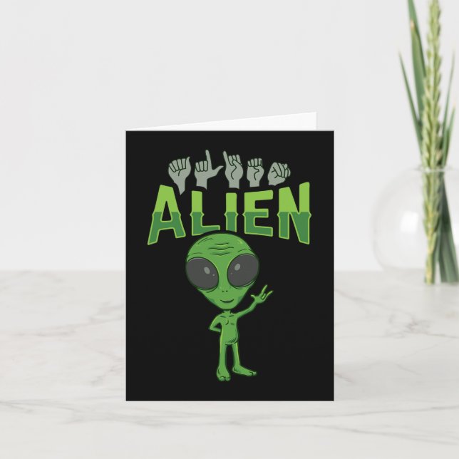 Cartão Consciência da Perda Auditiva Surda ILY Alien Líng (Frente)
