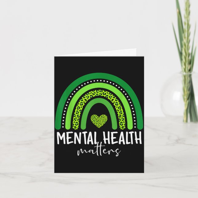 Cartão Consciência da saúde mental cérebro arco-íris verd (Frente)