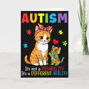 Cartão Consciência do Autismo Mãe Gato Habilidade Diferen