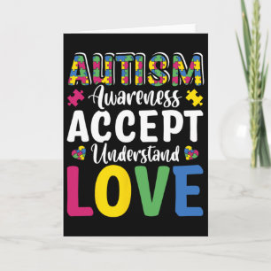 Cartão Consciência do Autismo Puzzle Aceitar Compreender