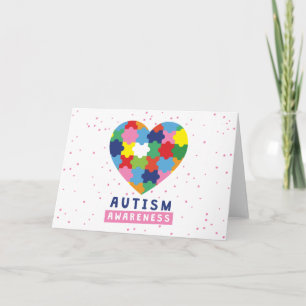 Cartão consciência rosa sobre autismo