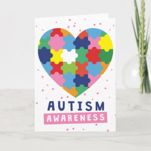 Cartão consciência rosa sobre autismo