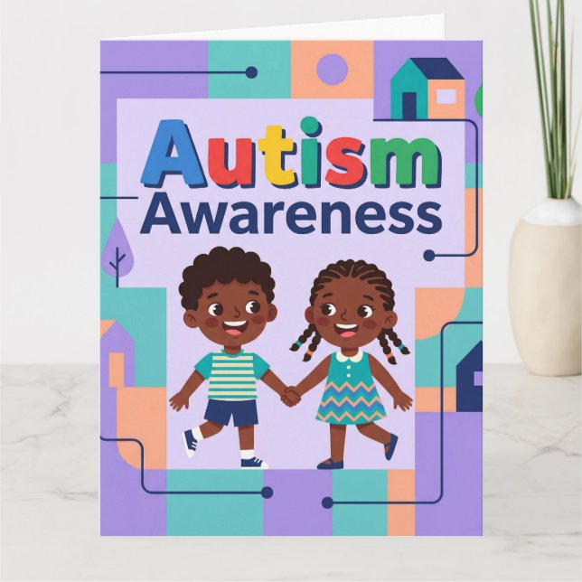 Cartão Conscientização do Autismo-Adicione sua mensagem e (Frente)