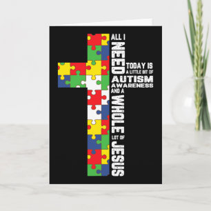 Cartão Conscientização do Autismo Cruz de Jesus Puzzle Cr