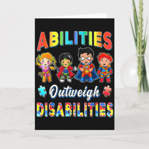 Cartão Conscientização do Autismo Habilidades do Menino S