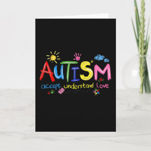 Cartão Conscientização do Autismo Pincelada Aceitar Compr