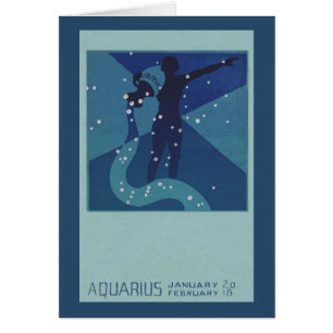 Cartão Constelação Aquarius, Astrologia Zodiac Vintage