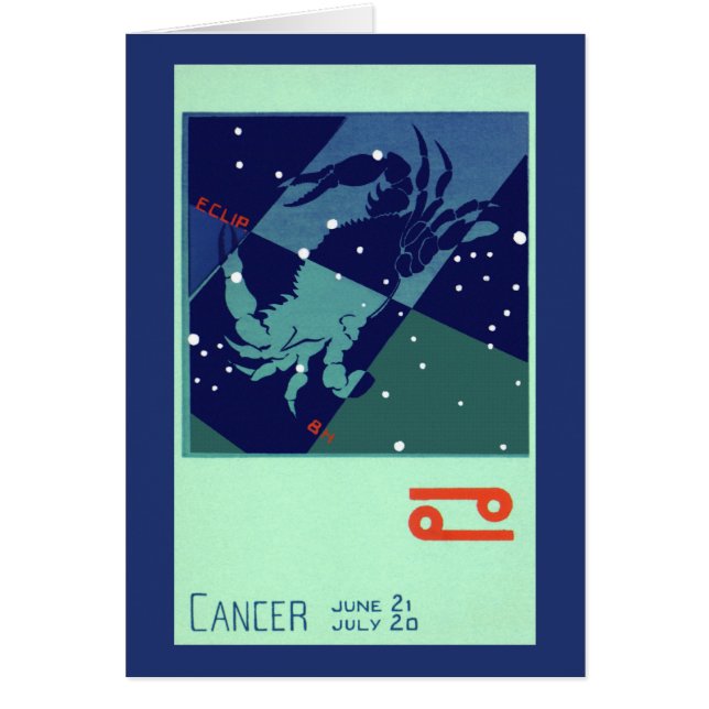 Cartão Constelação de caranguejo cancer Vintage Astrologi (Frente)