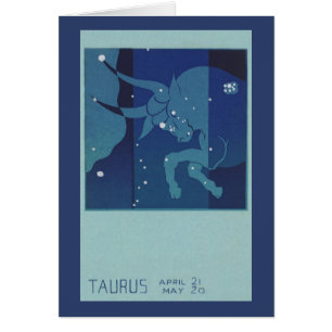 Cartão Constelação de Touro Touro Zodíaco Vintage Astrolo