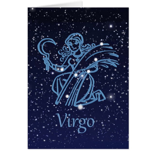 Cartão Constelação de Virgem e Sinal Zodiac com Estrelas (Frente)
