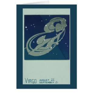 Cartão Constelação de Virgem Zodíaco Vintage Astrologia