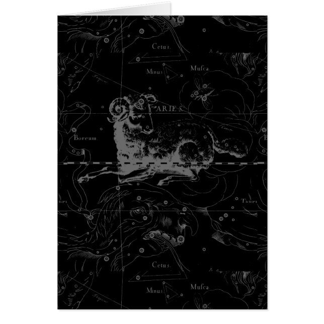 Cartão Constelação Hevelius 1690 do sinal do Aries do (Frente)