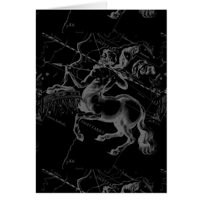 Cartão Constelação Hevelius do Sagitário cerca de 1690 (Frente)