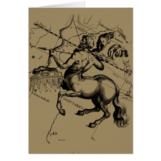 Cartão Constelação Sagittarius Hevelius 1690 (Frente)