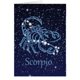 Cartão Constelação Scorpio e Sinal Zodiac com Estrelas