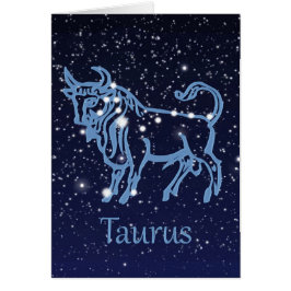Cartão Constelação Taurus e Sinal Zodíaco com Estrelas
