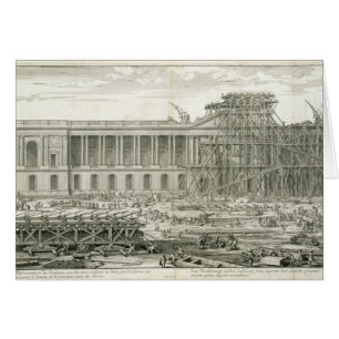 Cartão Construção da entrada principal do Louvre, Paris