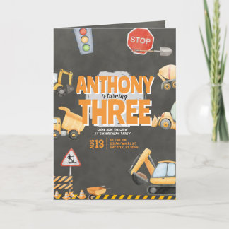 Cartão Construction Birthday Invitation