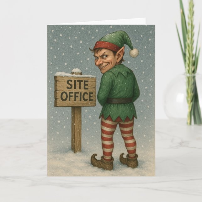 Cartão Construction Christmas card - naughty elf! (Frente)