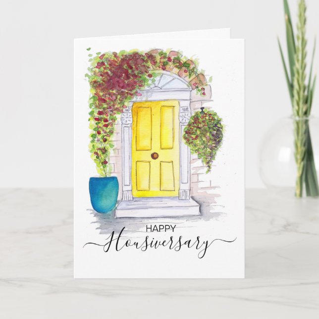 Cartão Consulta de aniversário de casa feliz (Frente)