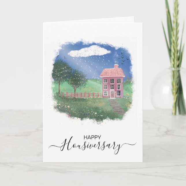 Cartão Consulta de aniversário de casa feliz (Frente)